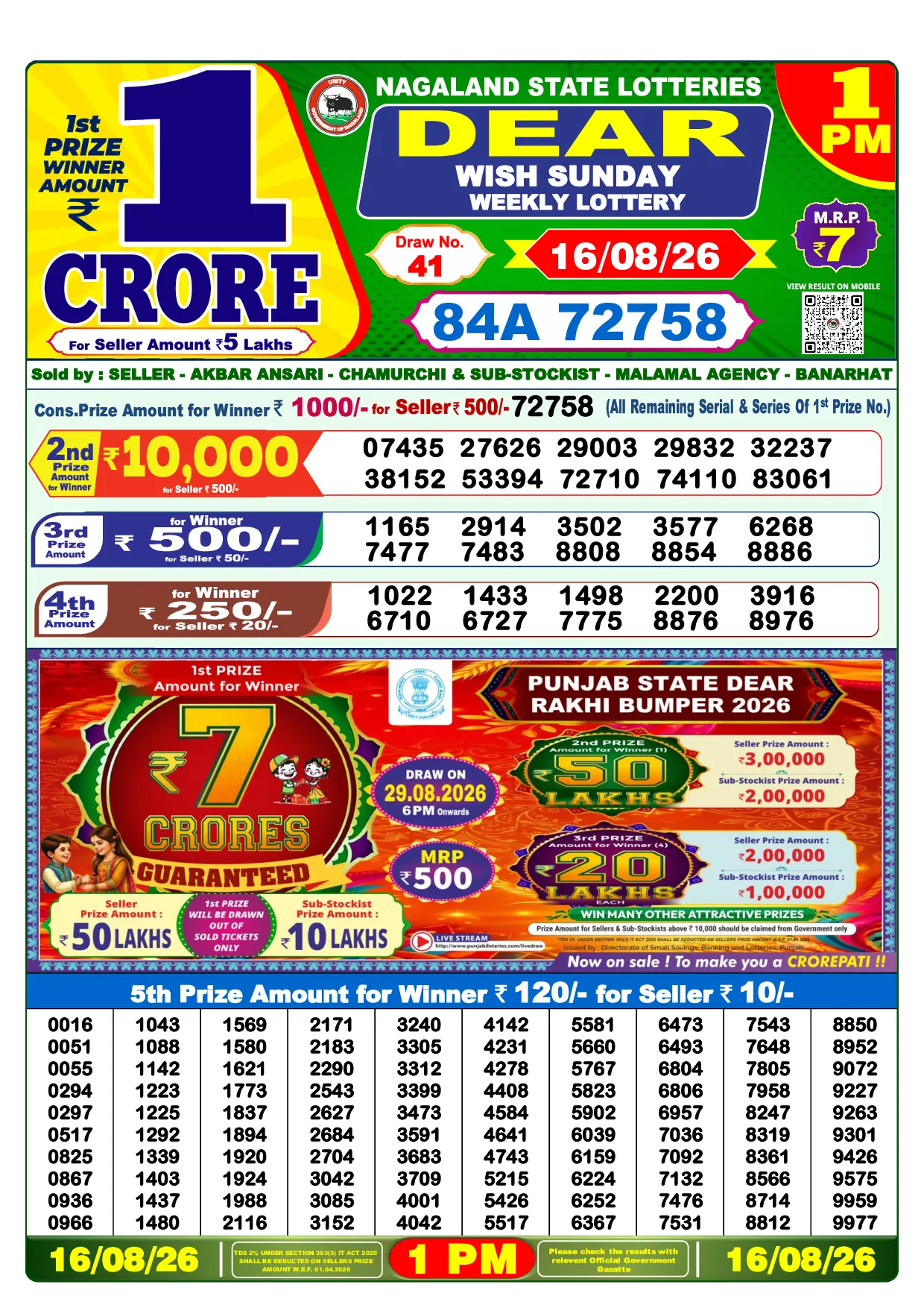 Result 1:00 PM Draw Result