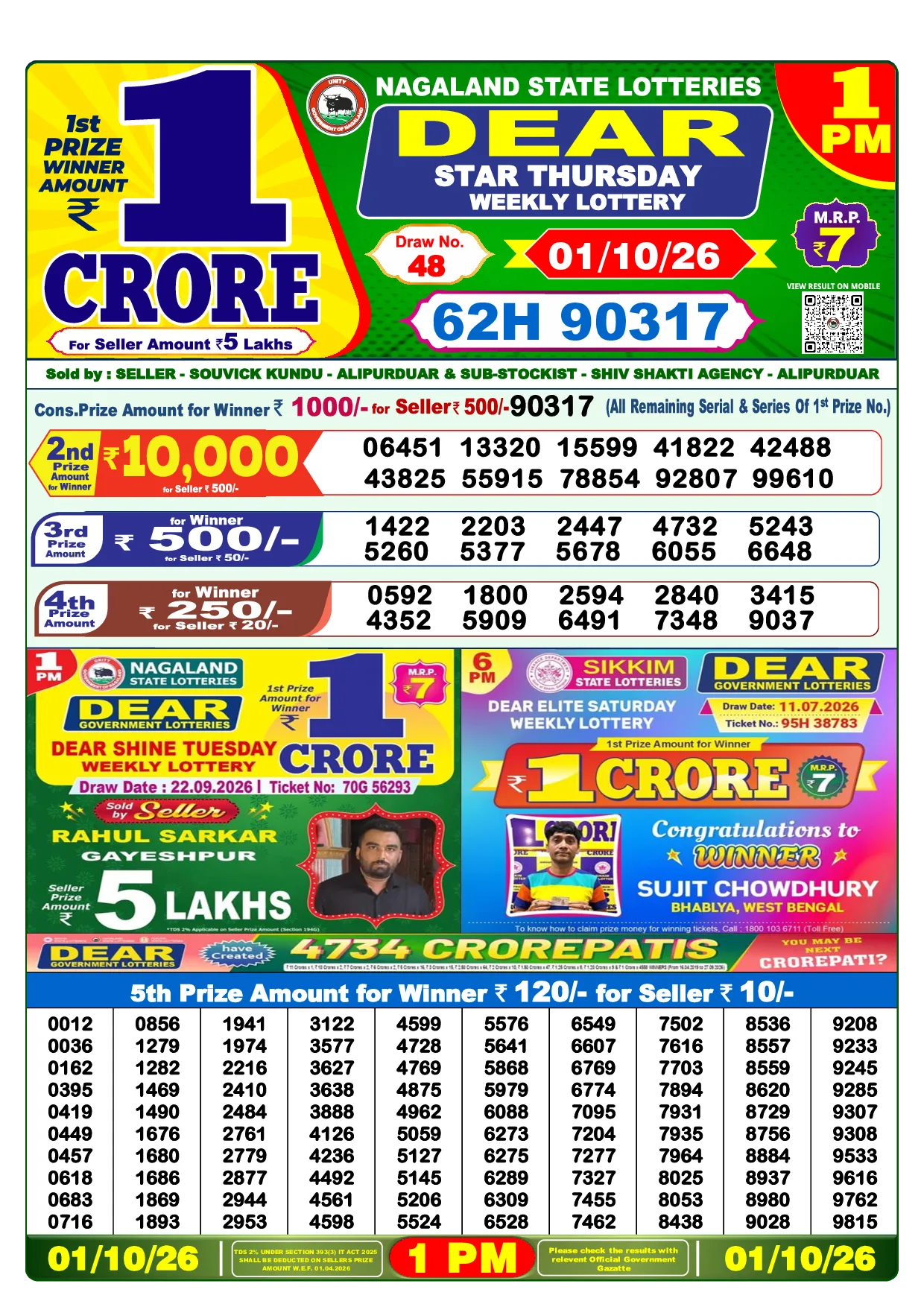 Result 1:00 PM Draw Result